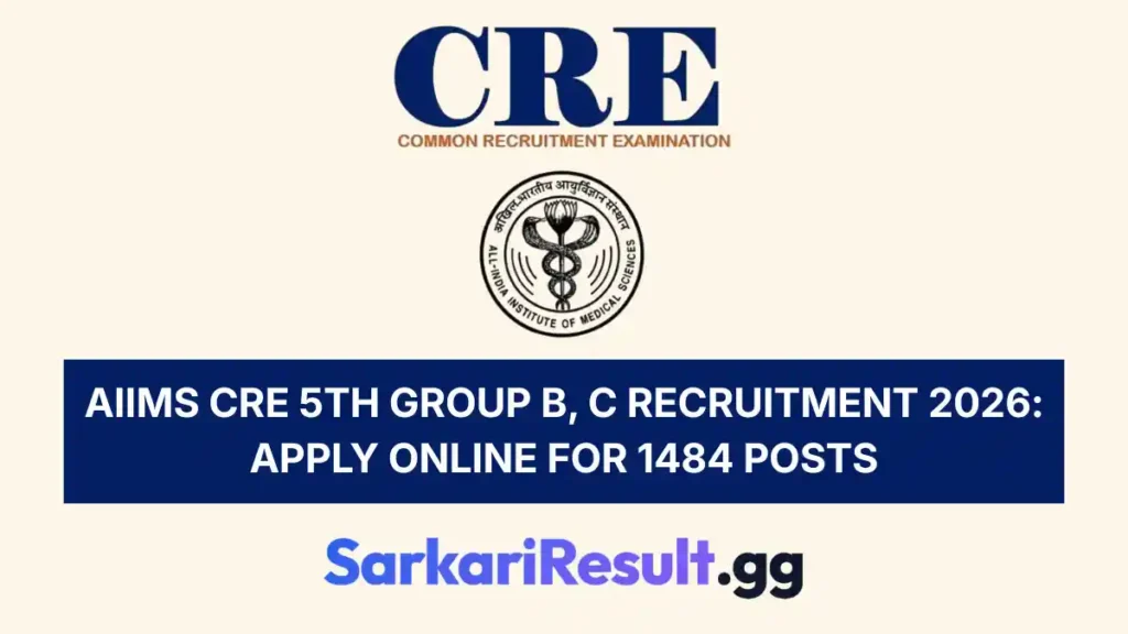 AIIMS CRE 5th Group B, C Recruitment 2026 Apply Online for 1484 Posts