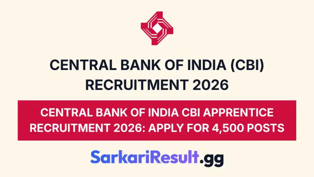 Central Bank of India CBI Apprentice Recruitment 2026 Apply Online for 4,500 Posts_result