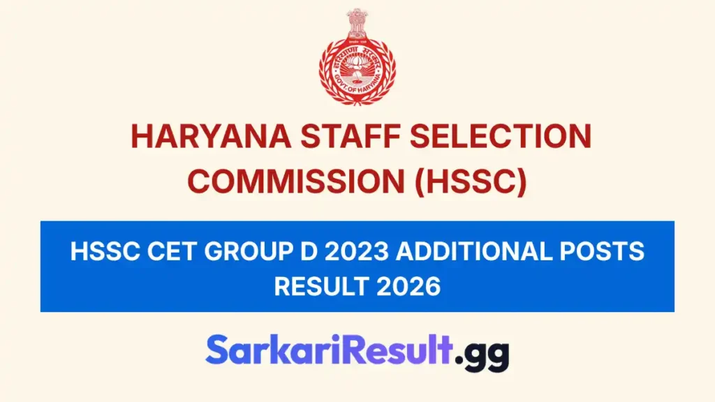 HSSC CET Group D 2023 Additional Posts Result 2026_result