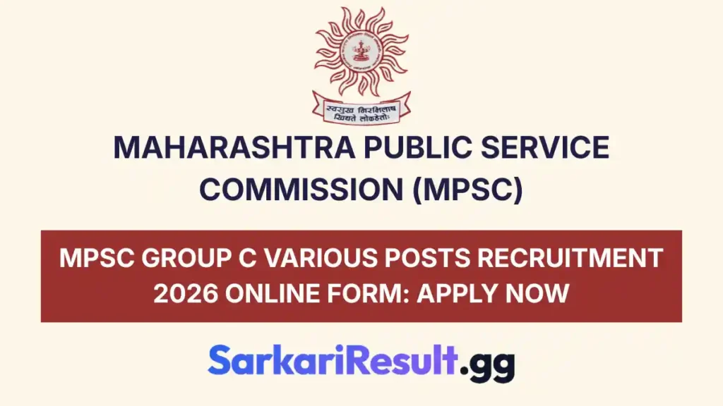 MPSC Group C Various Posts Recruitment 2026 Online Form Apply Now_result
