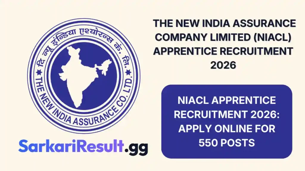NIACL Apprentice Recruitment 2026 Apply Online for 550 Posts