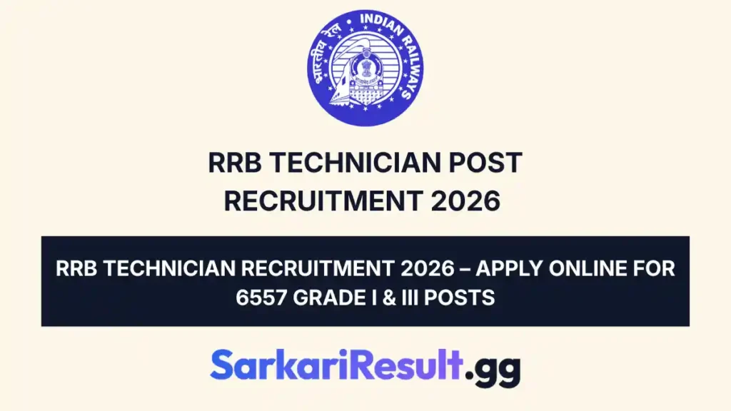 RRB Technician Recruitment 2026 Apply Online for 6,565 Vacancies (CEN 022026)