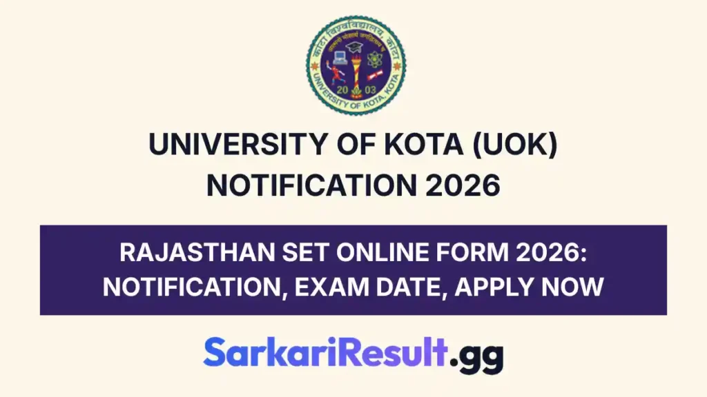 Rajasthan SET Online Form 2026 Notification, Exam Date, Apply Now_result
