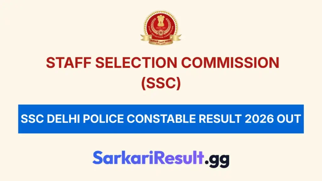 SSC Delhi Police Constable Result 2026 Out_result