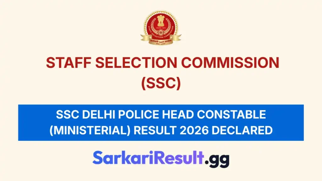 SSC Delhi Police Head Constable (Ministerial) Result 2026 Declared_result